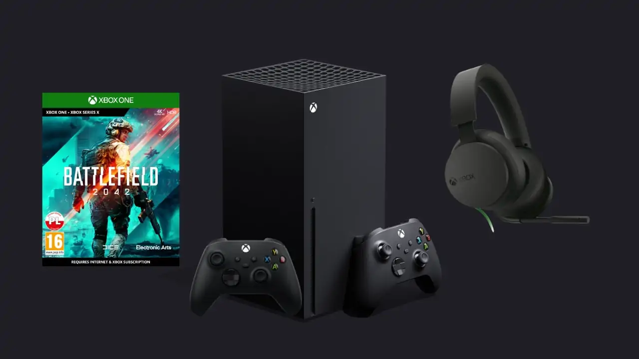 Xbox Series X + Battlefield 2042 + Microsoft Stereo Headset + dodatkowy pad