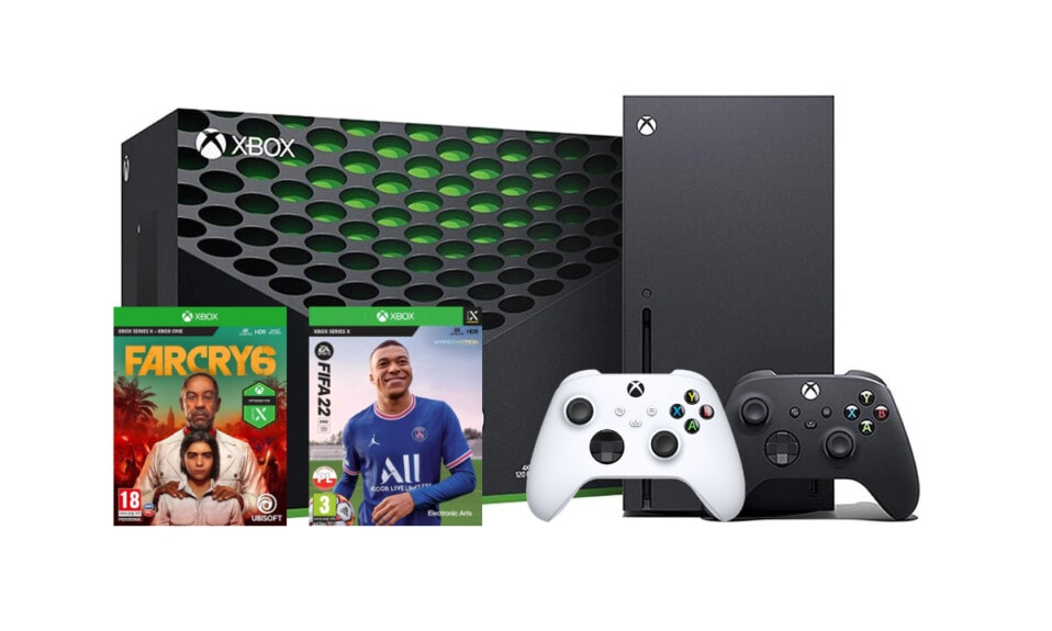 Xbox Series X + dodatkowy kontroler (biały) + Far Cry 6 + FIFA 22