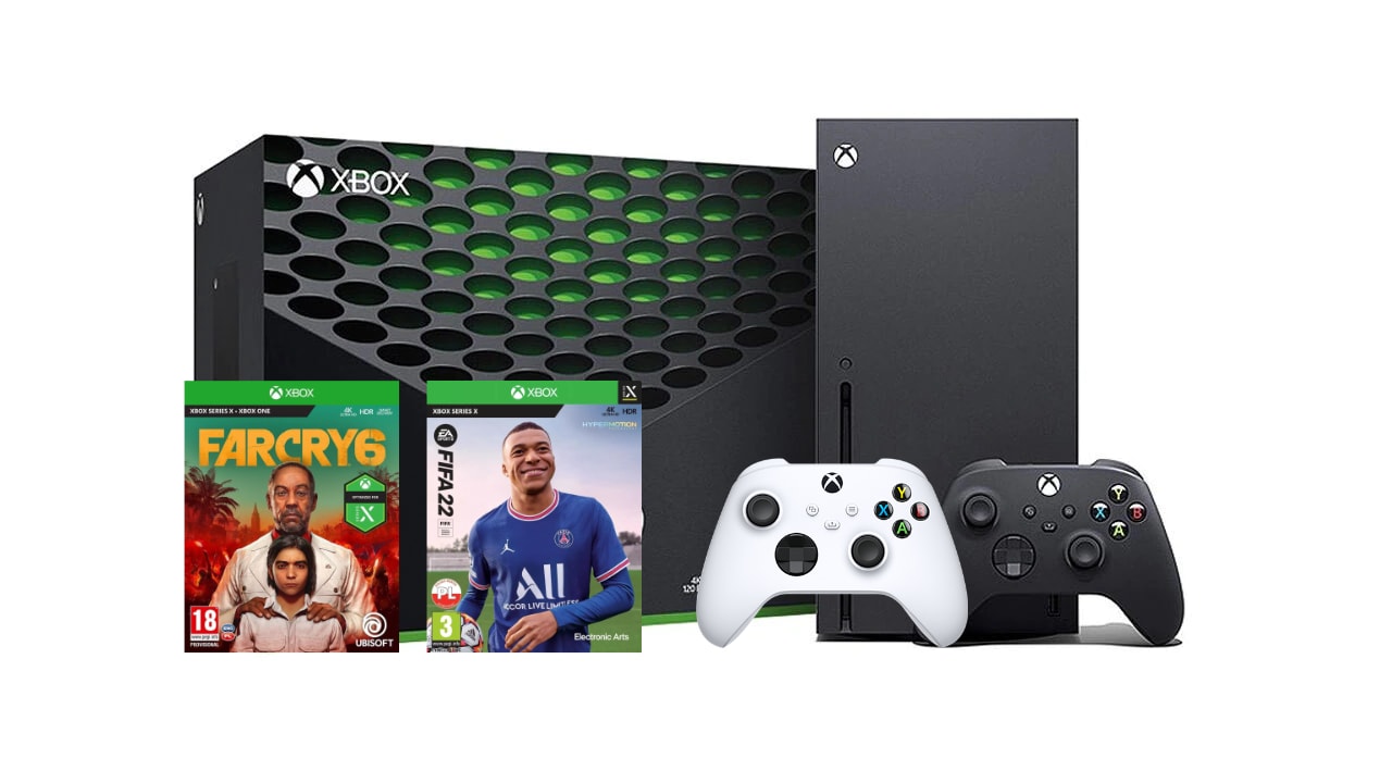 Xbox Series X + dodatkowy kontroler (biały) + Far Cry 6 + FIFA 22