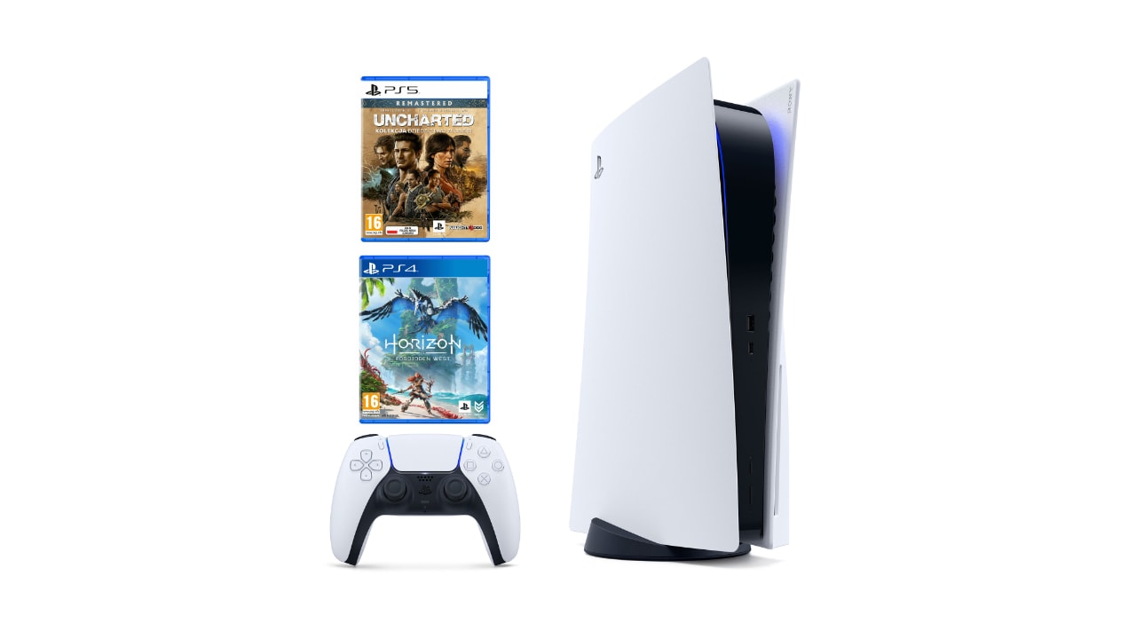 PlayStation 5 + Horizon Forbidden West + Uncharted: Kolekcja Dziedzictwo Złodziei