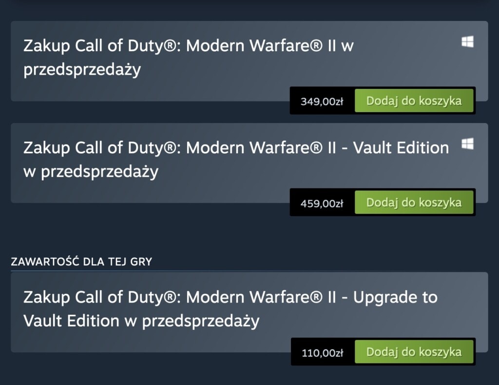 Call of Duty Modern Warfare 2 ceny na Steam