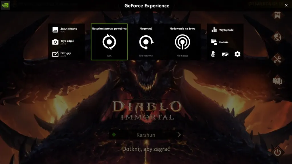 Nakładka GeForce Experience