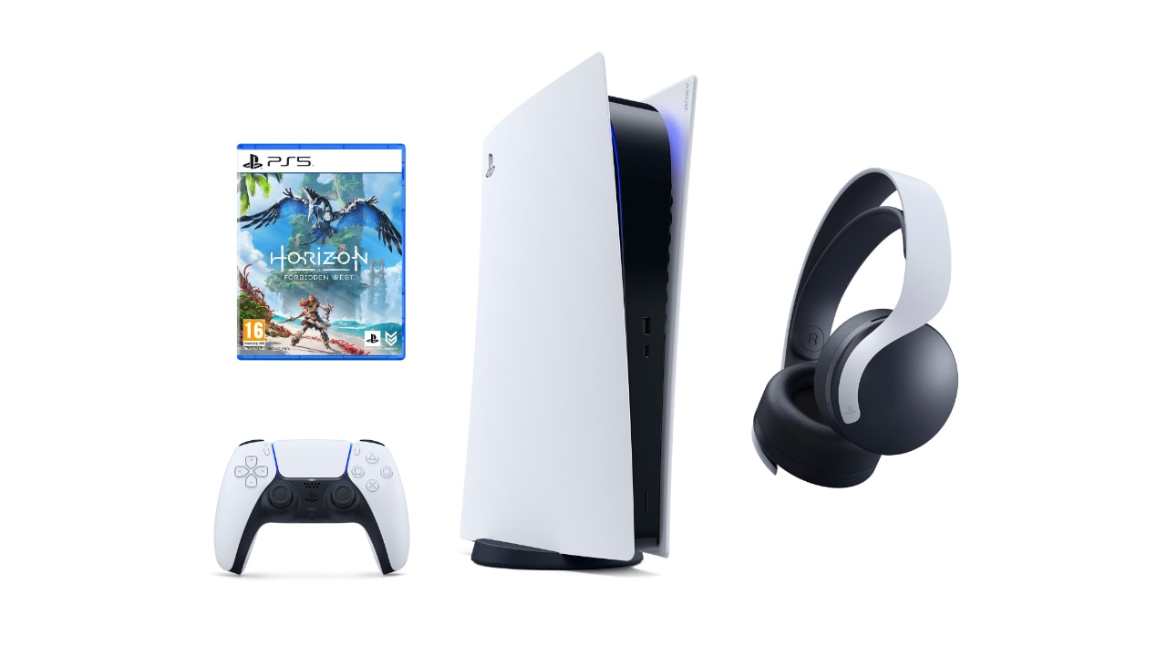 PlayStation 5 Digital + słuchawki bezprzewodowe PULSE 3D + Horizon Forbidden West