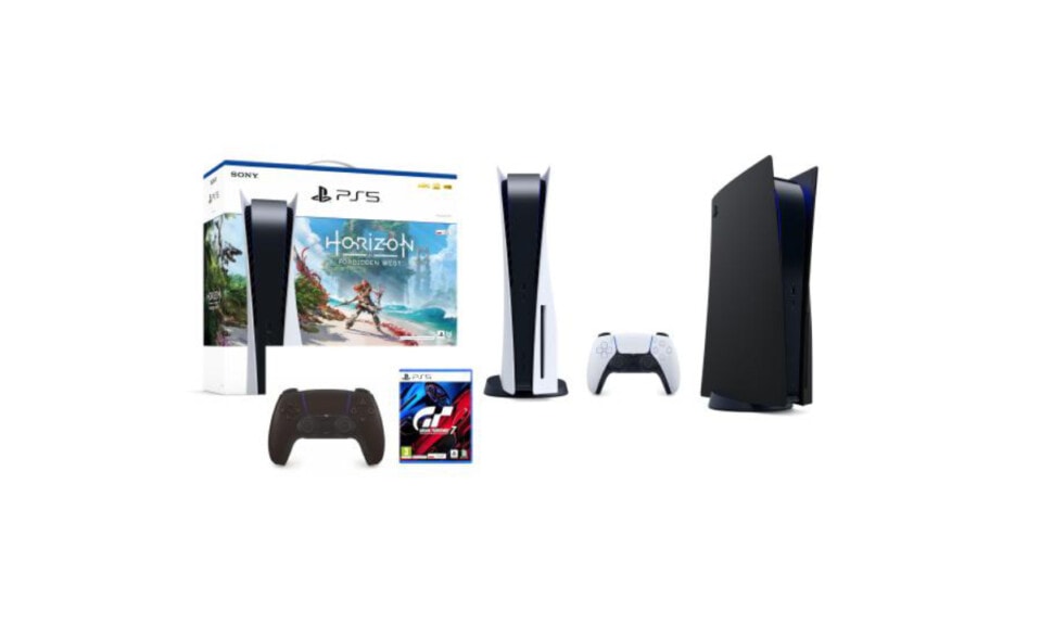 PlayStation 5 + dodatkowy kontroler (czarny) + obudowa PlayStation 5 Cover Plate (czarna) + Gran Turismo 7