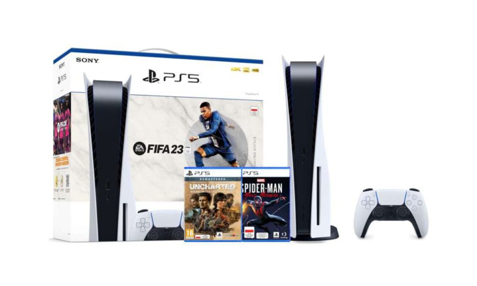 PlayStation 5 + FIFA 23 + Uncharted Kolekcja Dziedzictwo Złodziei + Marvel's Spider-Man Miles Morales