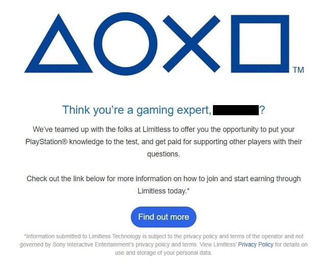 PlayStation Limitless Technology email