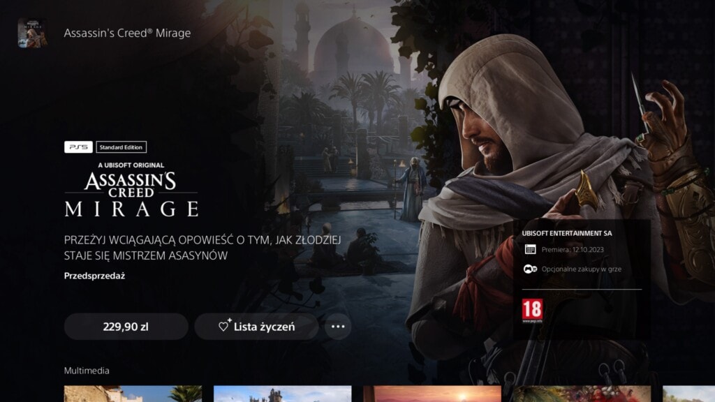 Assassin's Creed Mirage PS Store