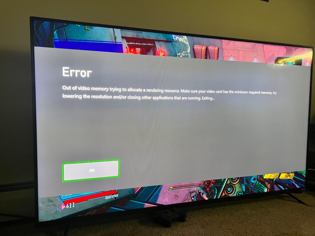 Komunikat błędu Xbox Series S
