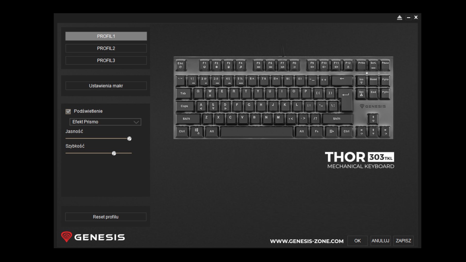 Program konfiguracyjny Genesis Thor 303 TKL