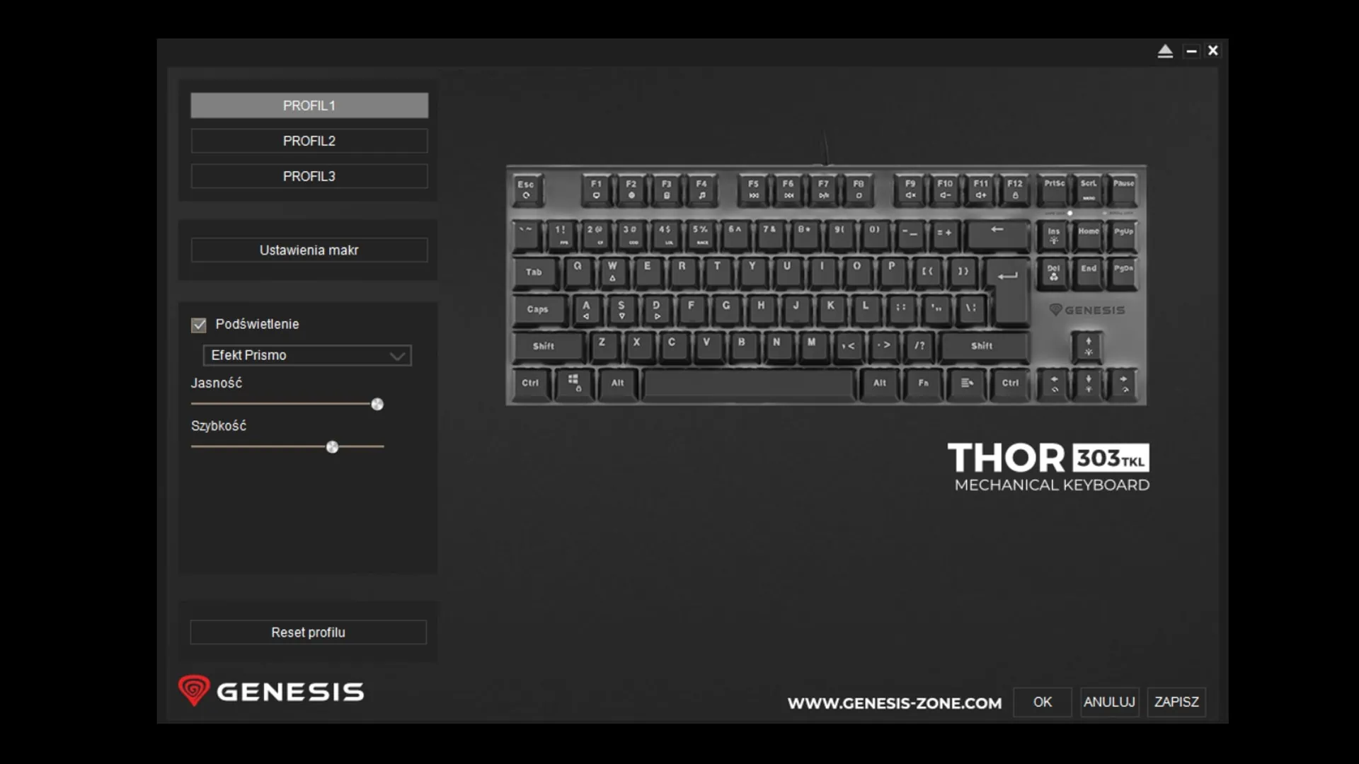 Program konfiguracyjny Genesis Thor 303 TKL