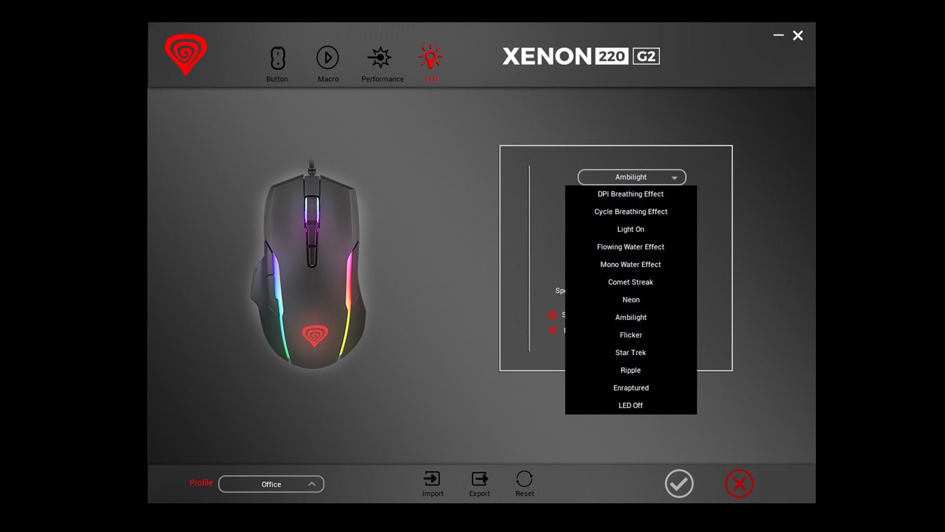 Program konfiguracyjny Genesis Xenon 220 G2