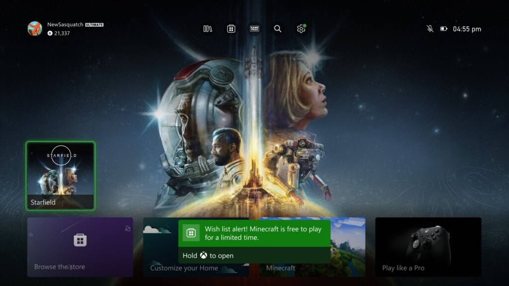 Xbox - aktualizacja listopad 2023 - powiadomienie Xbox Free Play Days na liście życzeń