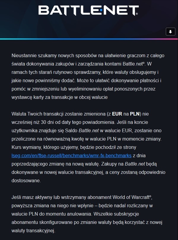 Battle.net przewalutowanie