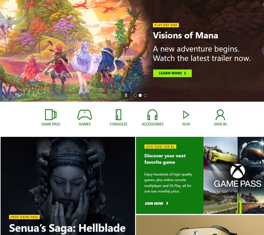 Vision of Mana strona Xbox