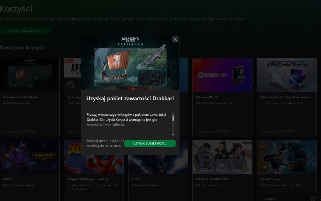 Drakkar Content Pack do Asassin's Creed Valhalla w Xbox App