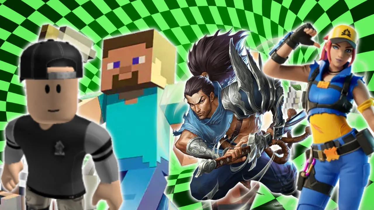 Roblox, Minecraft, League of Legends, Fortnite