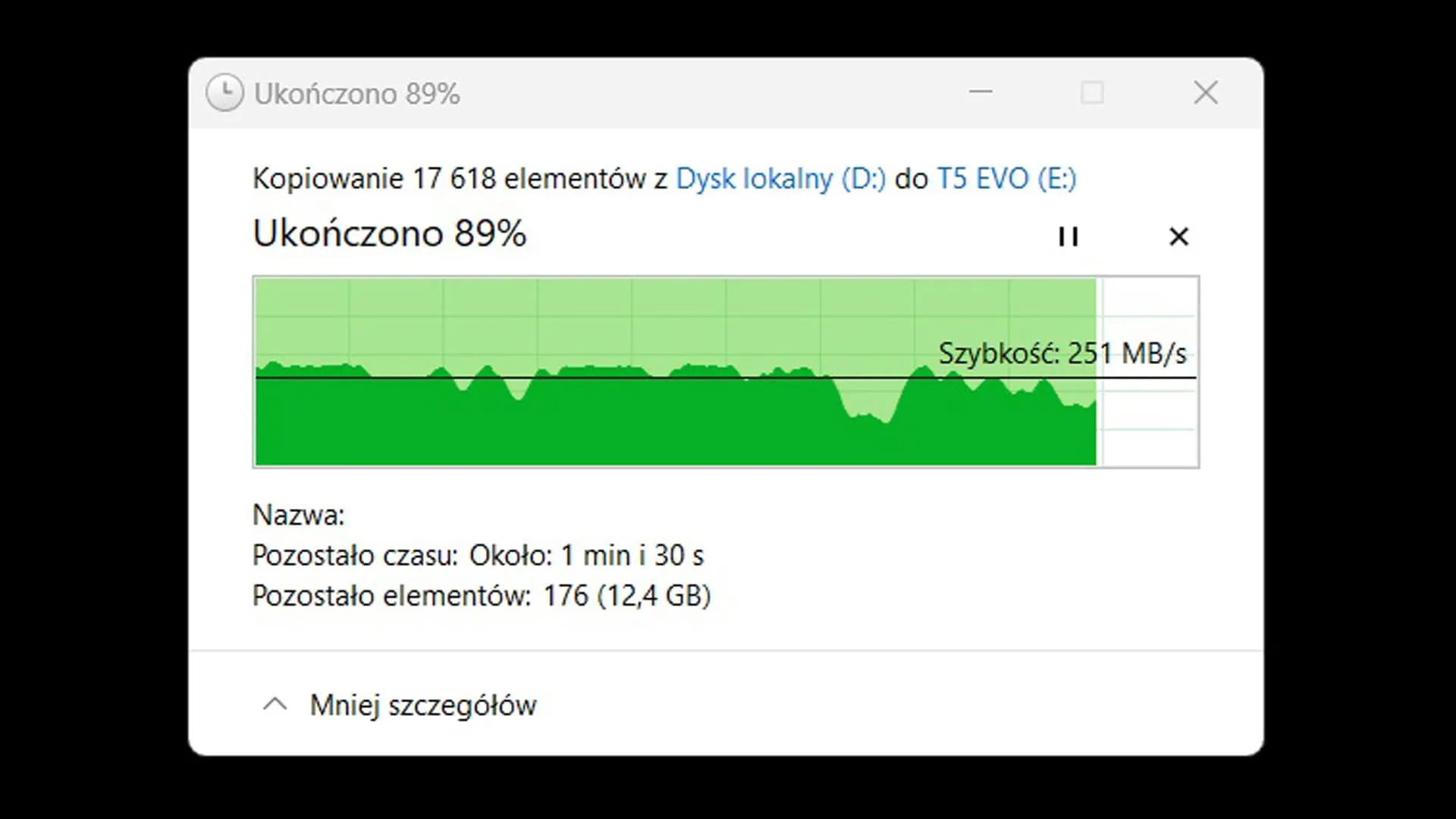 Samsung T5 Evo 8 TB prędkość transferu danych