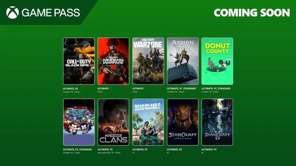 gry w xbox game pass na październik i listopad 2024