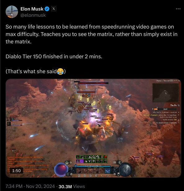 Elon Musk Diablo 4 twitter