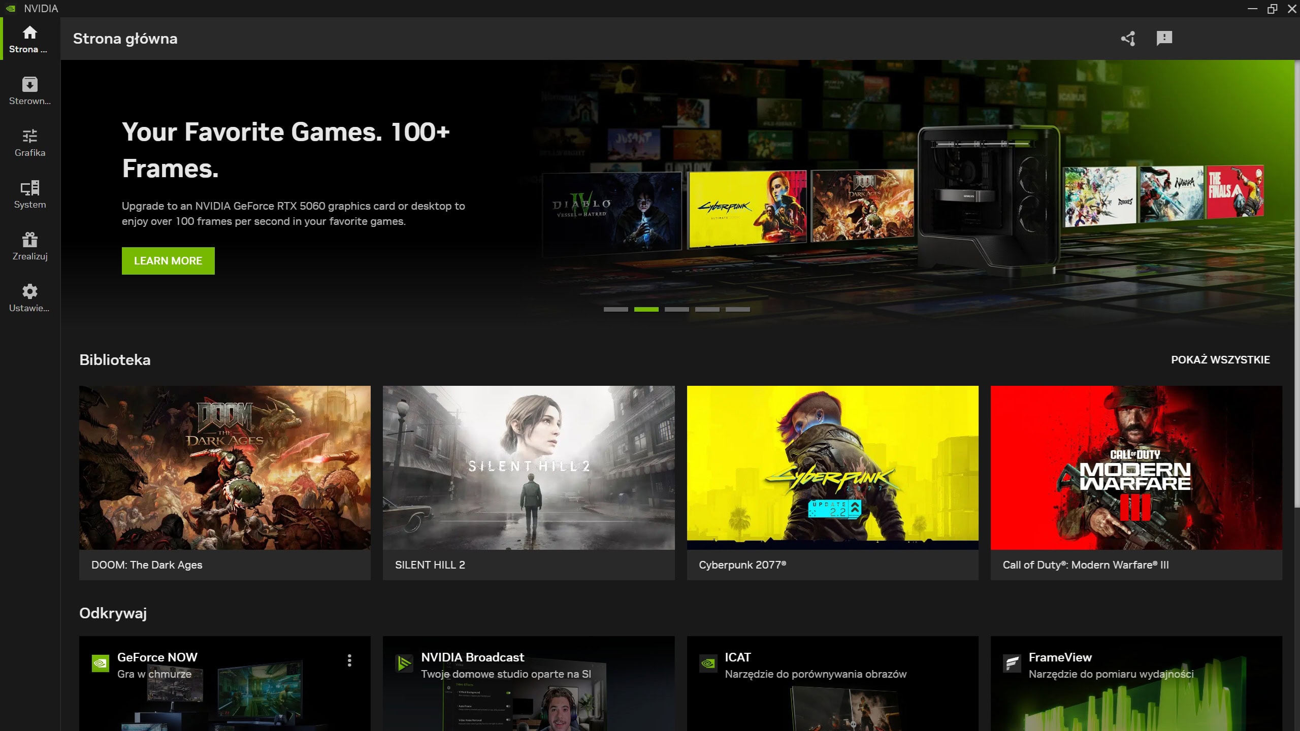 Aplikacja NVIDIA