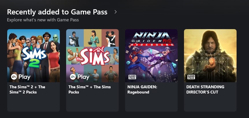 Ostatnio dodane Game Pass The Sims i The Sims 2