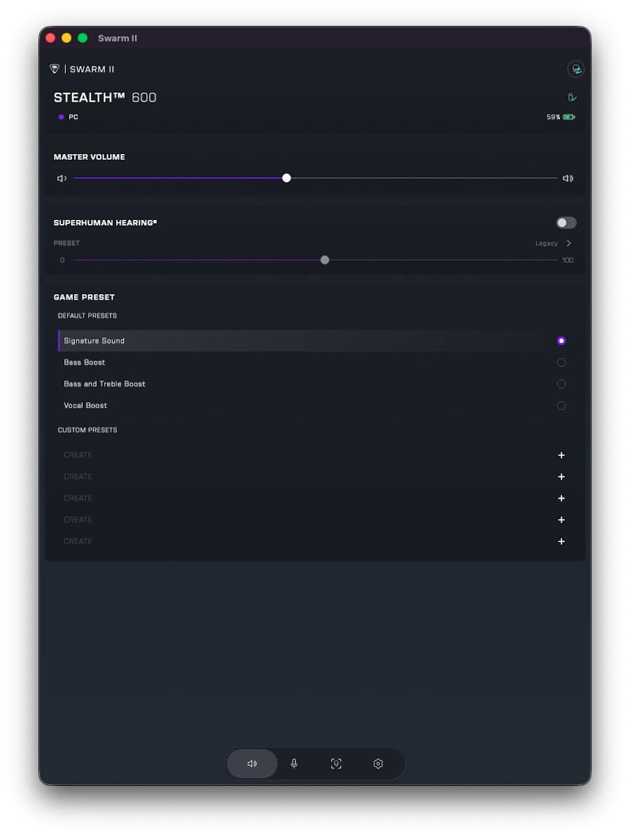 ustawienia Swarm II wersja MacOS