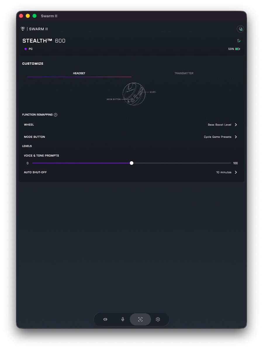 ustawienia Swarm II wersja MacOS